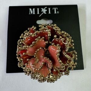 Mixit Pink and Gold Floral Ring